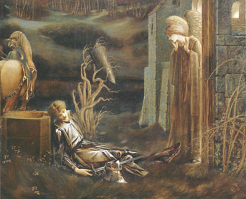 The Drean of Launcelot at the Chapel of the San Graal 1985-96 - Sir Edward Coley Burne-jones reproduction oil painting