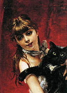Girl with Black Cat 1885 - Giovanni Boldini