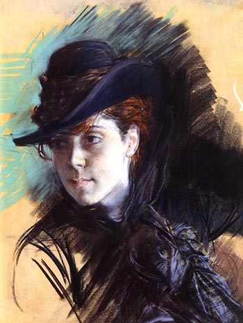 Girl in a Black Hat 1890 - Giovanni Boldini reproduction oil painting