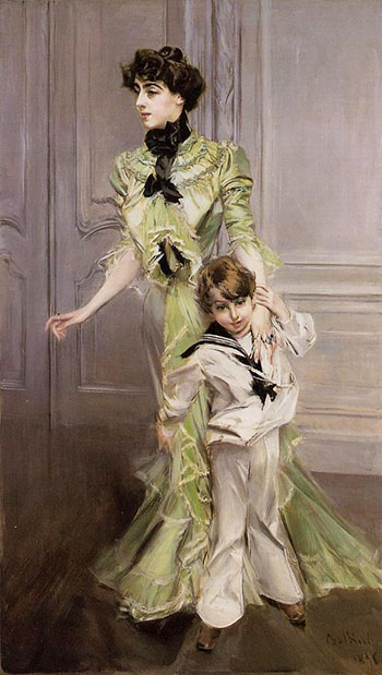 Madame Georges Hugo and her Son Jean 1898 - Giovanni Boldini reproduction oil painting