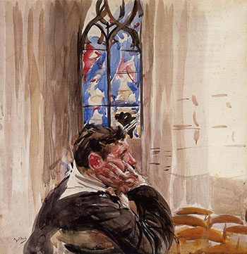 Portrait of a Man in Church 1900 - Giovanni Boldini reproduction oil painting