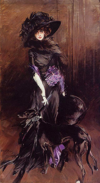 Portrai of the Marchesa Luisa Casati with a Greyhound 1908 - Giovanni Boldini reproduction oil painting