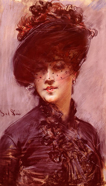 Lady with a Black Hat - Giovanni Boldini reproduction oil painting