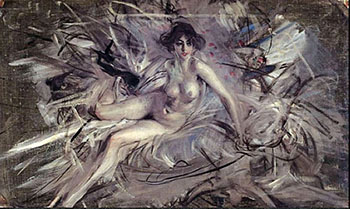 Nude of Young Lady on Couch - Giovanni Boldini reproduction oil painting