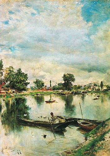 River Landscape - Giovanni Boldini reproduction oil painting