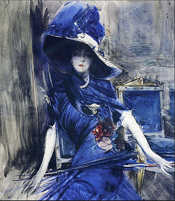 The Divine in Blue - Giovanni Boldini reproduction oil painting