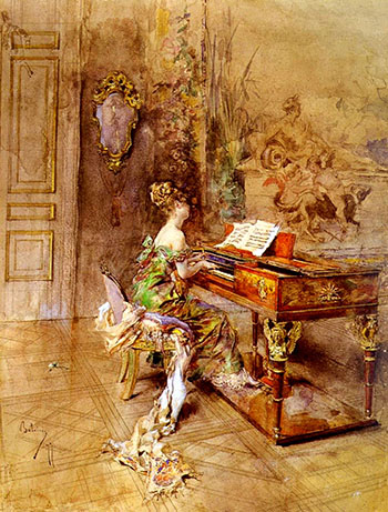 The Lady Pianist - Giovanni Boldini reproduction oil painting