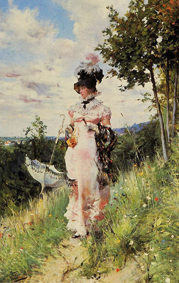 The Summer Stroll - Giovanni Boldini reproduction oil painting