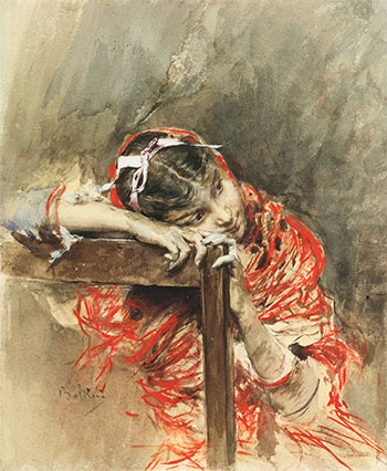 The Girl is Lost in Thought - Giovanni Boldini reproduction oil painting