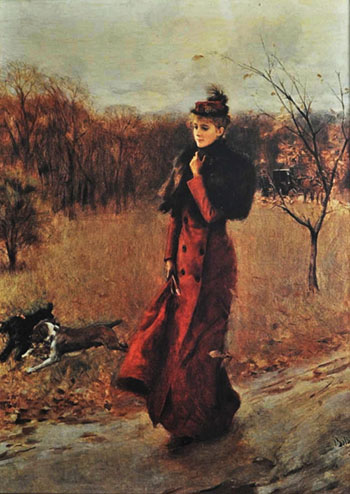 Walking in the Park in Naples - Giovanni Boldini reproduction oil painting
