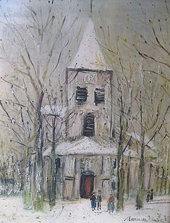 Eglise de Bourgnone Saint Vorles - Maurice Utrillo reproduction oil painting
