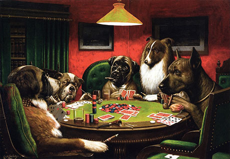 Bold Bluff Dogs Playing Poker - Cassius Marcellus Coolidge reproduction oil painting