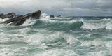 Waves Breaking on a Rocky Coast - David James reproduction oil painting