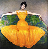 Woman in Yellow Dress 1899 - Max Kurzweil reproduction oil painting