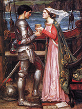 Tristan and Isolde with the Potion - John William Waterhouse reproduction oil painting