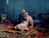 Tsar Ivan Grozny Killing His Son - Ilya Repin reproduction oil painting