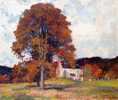 Autumn Hillside & My Studio - Robert Vonnoh reproduction oil painting