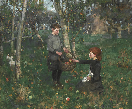 In The Orchard 1880 - James Guthrie reproduction oil painting