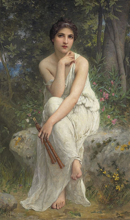 The Flute Player - Charles Amable Lenoir reproduction oil painting