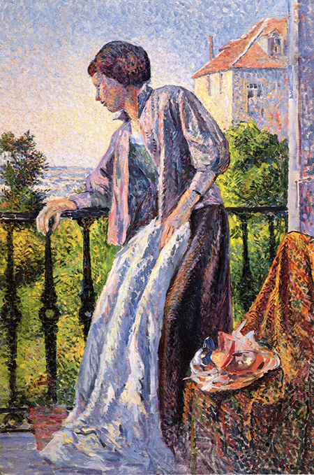 Madame Luce on the Balcony 1893 - Maximilien Luce reproduction oil painting