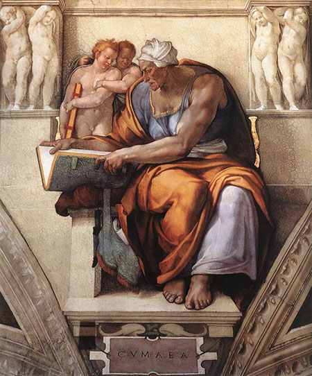 Sistine Chapel, Five Sibyls, The Cumaean Sibyl 1510 - Michelangelo reproduction oil painting