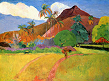 Mountains in Tahiti - Paul Gauguin reproduction oil painting