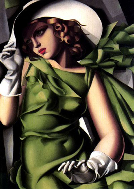 Girl in Green with gloves - Tamara de Lempicka reproduction oil painting