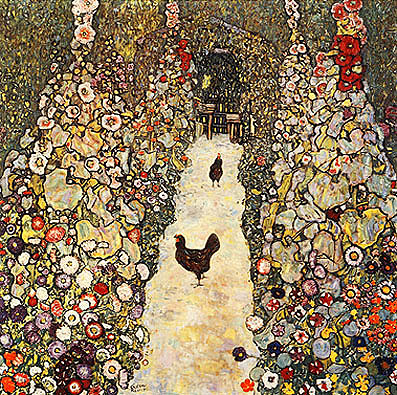 Garden Path with Chickens - Gustav Klimt reproduction oil painting