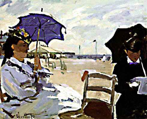 On the Beach at Trouville - Claude Monet reproduction oil painting