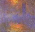 London Parliament with Sun Breaking Fog - Claude Monet reproduction oil painting