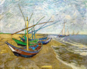 Fishing Boats on the Beach at Saintes-Maries-De-La-Mer 1888 - Vincent van Gogh reproduction oil painting