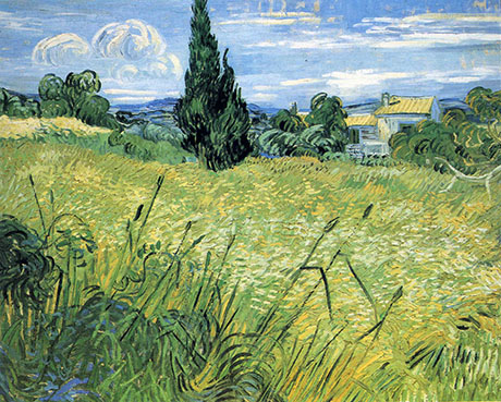 Green Wheat Field with Cypresses 1889 - Vincent van Gogh reproduction oil painting