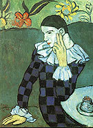 Harlequin Leaning on Elbow (1901) - Pablo Picasso