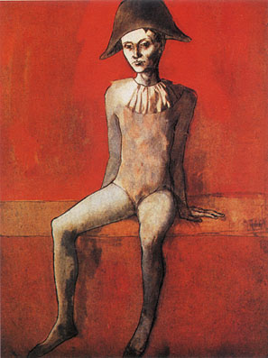 Harlequin on a Red Armchair (1905) - Pablo Picasso reproduction oil painting
