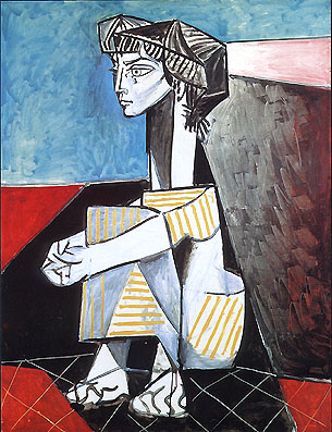 Jacqueline with Crossed Hands (1954) - Pablo Picasso reproduction oil painting
