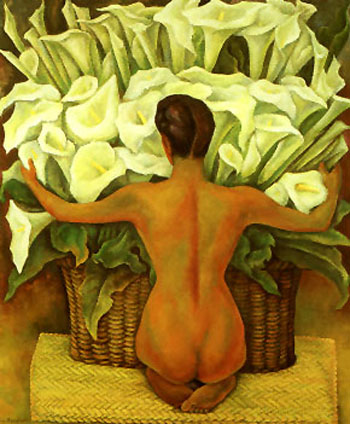 Nude with Calla Lilies 1944 - Diego Rivera reproduction oil painting