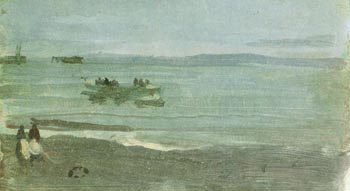 Grey and Silver Mist Lifeboat 1884 - James McNeill Whistler reproduction oil painting